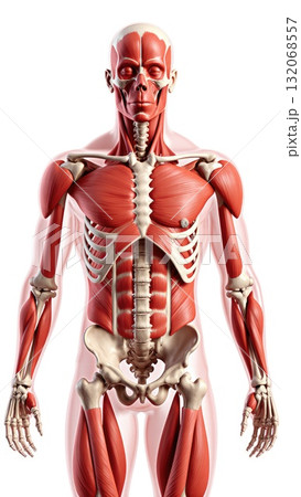 Full Human Musculoskeletal System with Muscle Overlay 132068557