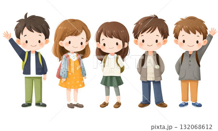 ランドセルを背負った小学生のイラスト ランドセルを背負った小学生のイラスト 132068612