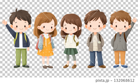 ランドセルを背負った小学生のイラスト ランドセルを背負った小学生のイラスト 132068612