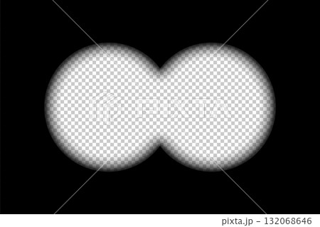 Binoculars viewfinder overlay on transparent background. Spy POV. Circular dual lens without crosshair marks. Military, hunting or spy optical instrument. Realistic vector illustration Binoculars viewfinder overlay on transparent background. Spy POV. Circular dual lens without crosshair marks. Military, hunting or spy optical instrument. Realistic vector illustration 132068646