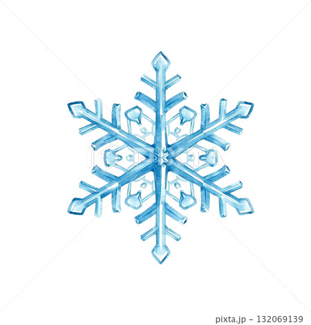 美しい青い雪の結晶(水彩風) 美しい青い雪の結晶(水彩風) 132069139