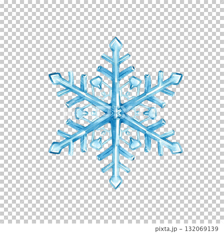 美しい青い雪の結晶(水彩風) 美しい青い雪の結晶(水彩風) 132069139