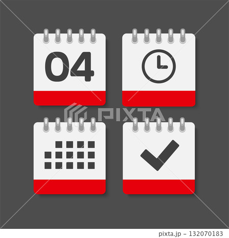 Icon page calendar - 4 day, agenda, check, timer 132070183