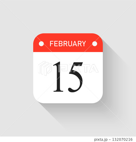 Vector icon page day calendar - 15 February month 132070216