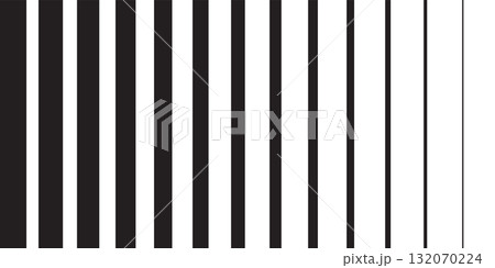 Black striped halftone gradient lines texture. Fading vertical stripes gradation background from thin to thick. Black halftone parallel lines pattern isolated on white vector illustration Black striped halftone gradient lines texture. Fading vertical stripes gradation background from thin to thick. Black halftone parallel lines pattern isolated on white vector illustration 132070224