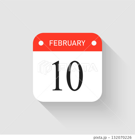 Vector icon page day calendar - 10 February month 132070226