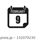 Vector icon page day calendar - 9 February month 132070230
