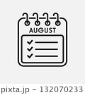 Icon calendar August month, to-do list, checklist 132070233