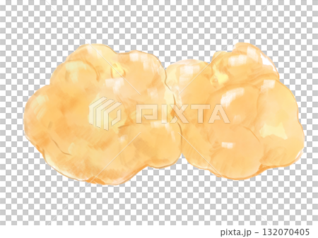 焼きたての美味しそうなシュークリームの手描き水彩イラスト 132070405