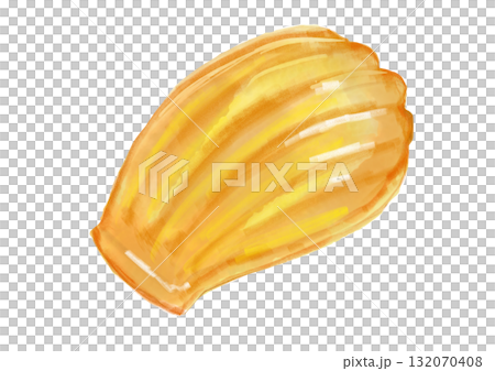 ふっくらとした焼きたての美味しそうなマドレーヌの手描き水彩イラスト 132070408
