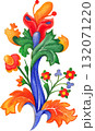 Elegant hand-painted watercolor ornament composed of leaves and flowers, inspired by medieval botanical motifs. 132071220
