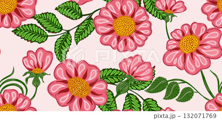 seamless pattern with sunflowers 132071769