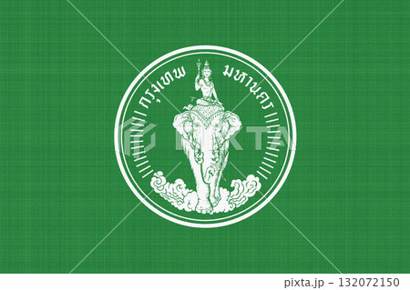The official flag of Bangkok, the capital of Thailand, on fabric texture. Conceptual collage. Illustration 132072150