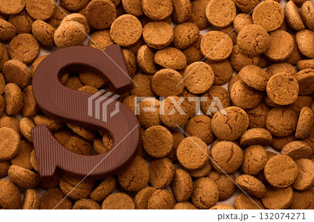 Dutch holiday Sinterklaas background. Dutch tradition Saint Nicholas. Traditional sweets background 132074271