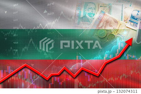 Bulgaria economic growth on financial graph. Bulgaria financial growth on market graph 132074311
