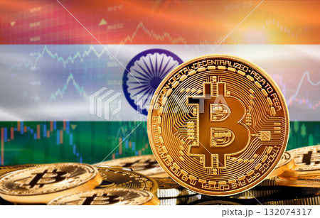 Investors in cryptocurrency and Blockchain Technology in India, Concept. Bitcoin with India flag in the background Investors in cryptocurrency and Blockchain Technology in India, Concept. Bitcoin with India flag in the background 132074317