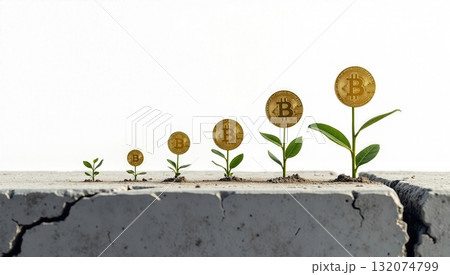 Growth and Investment Coins as Plants Symbolizing Financial Increase, Future Prosperity 132074799