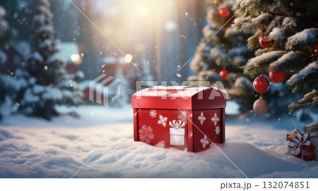 Letter box for Santa. Red box for letters to Santa Claus. Santa Claus letterbox close up Letter box for Santa. Red box for letters to Santa Claus. Santa Claus letterbox close up 132074851