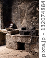 Dark stone kitchen, old style. 132074884