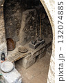Dark stone kitchen, old style. 132074885