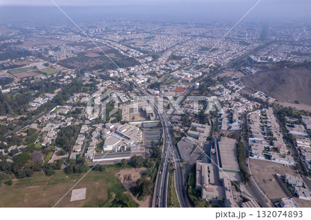 Aerial view of La Molina district in Lima. Aerial view of La Molina district in Lima. 132074893