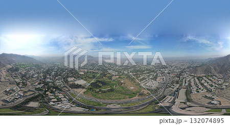 Aerial view of La Molina district in Lima. 360 view 132074895
