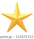 Vector illustration of shiny yellow star shape element. Stylized 3D yellow star icon isolated on white background. 132075152
