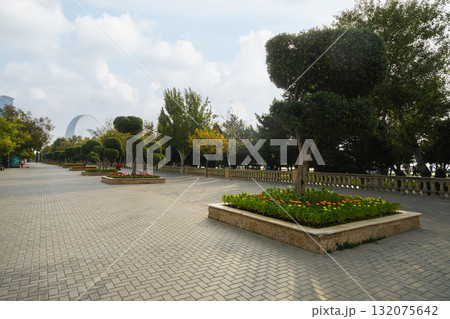 the gardens along the Baku seaside National park in Baku, Azerbaijan the gardens along the Baku seaside National park in Baku, Azerbaijan 132075642