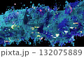 Futuristic digital cubes explosion, neon light and abstract 3D blocks structure 132075889