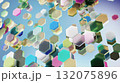 Colorful glowing 3D hexagons floating in abstract futuristic digital space 132075896