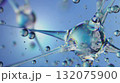 Abstract glass neuron structure with floating liquid drops in 3D 132075900