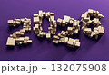 2025 made of cardboard boxes on purple background 132075908