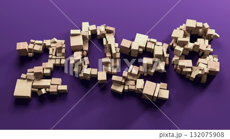 2025 made of cardboard boxes on purple background 132075908