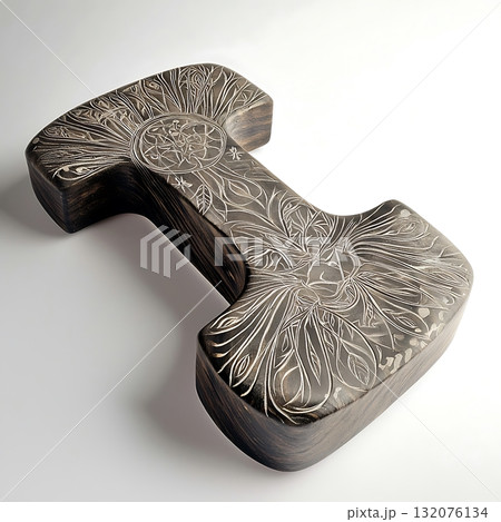 Large wooden letter I with a design of leaves and flowers 132076134