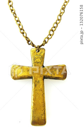 Gold cross necklace with a chain Gold cross necklace with a chain 132076158
