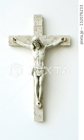 White cross with a man in the middle of it White cross with a man in the middle of it 132076233
