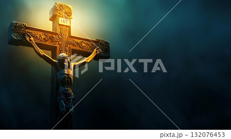 Cross with a man on top of it 132076453