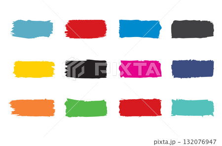 Vibrant Color Palette Of Brushed Paint Swatches In A Grid For Design And Art Projects. Vibrant Color Palette Of Brushed Paint Swatches In A Grid For Design And Art Projects. 132076947