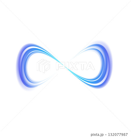 透明背景の青く発光する無限ループデザイン 132077987