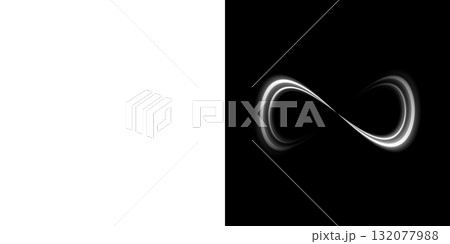 透明背景と黒背景に配置された白い無限ループ形状デザイン 透明背景と黒背景に配置された白い無限ループ形状デザイン 132077988