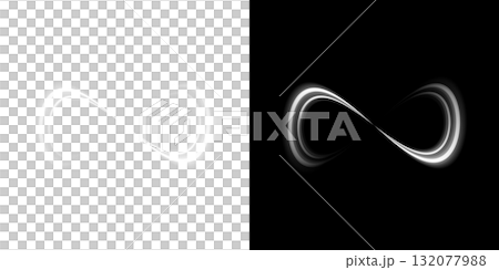 透明背景と黒背景に配置された白い無限ループ形状デザイン 透明背景と黒背景に配置された白い無限ループ形状デザイン 132077988