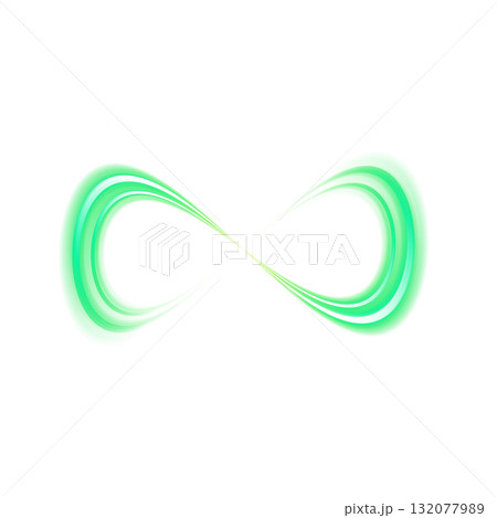 透明背景の緑色に発光する無限ループデザイン 132077989