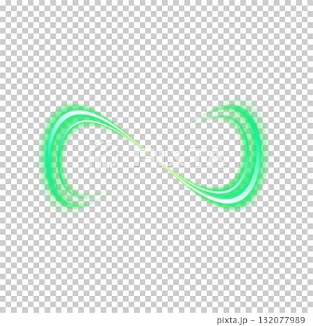 透明背景の緑色に発光する無限ループデザイン 132077989