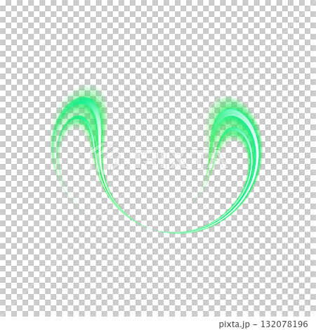 Abstract curved shape design glowing green on transparent background Abstract curved shape design glowing green on transparent background 132078196
