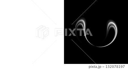 透明背景と黒背景に配置された白い抽象カーブ形状デザイン 132078197