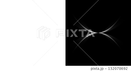 透明背景と黒背景に配置された白い対称的なX型抽象ライトデザイン 132078692