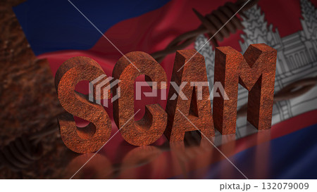 The Scam and Cambodia flag  for Background 3d Rendering. 132079009