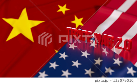 The Trade war 2 on USA and China Flag for Business concept 3d Rendering. The Trade war 2 on USA and China Flag for Business concept 3d Rendering. 132079010