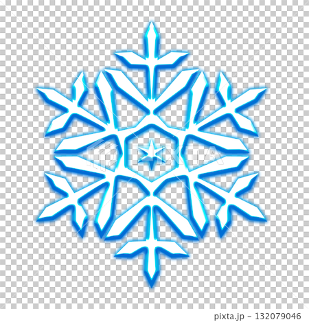 Blue glowing snowflake design on a transparent background 132079046