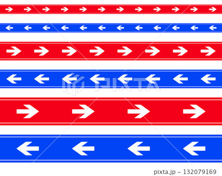 赤と青の矢印バナー素材 右向き・左向きの3サイズセット 132079169